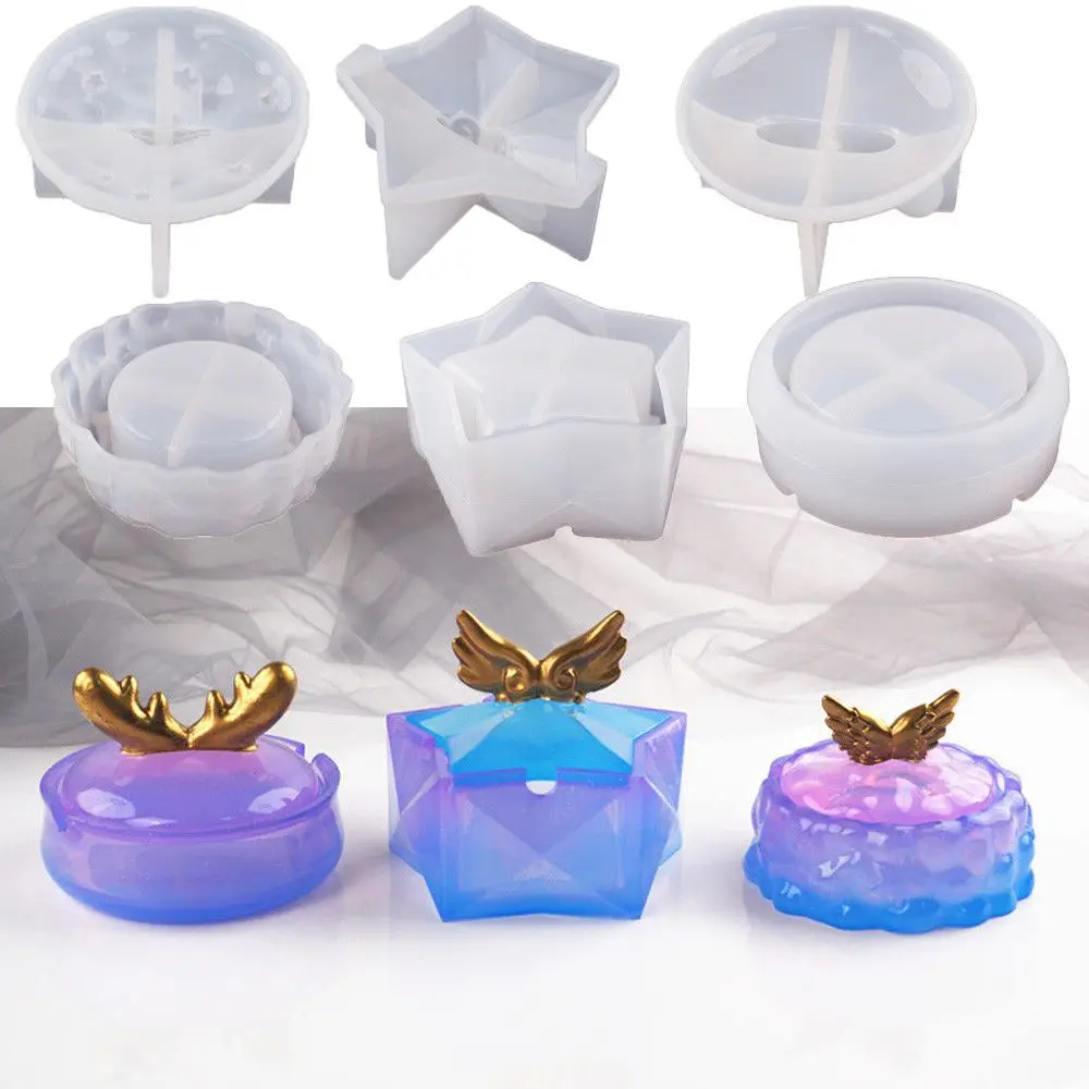 

DIY Epoxy Resin Casting Molds Wings Stars Antlers Silicone Ashtray Mold Jewelry Making Mould Storage Box Handmade Clay Tools