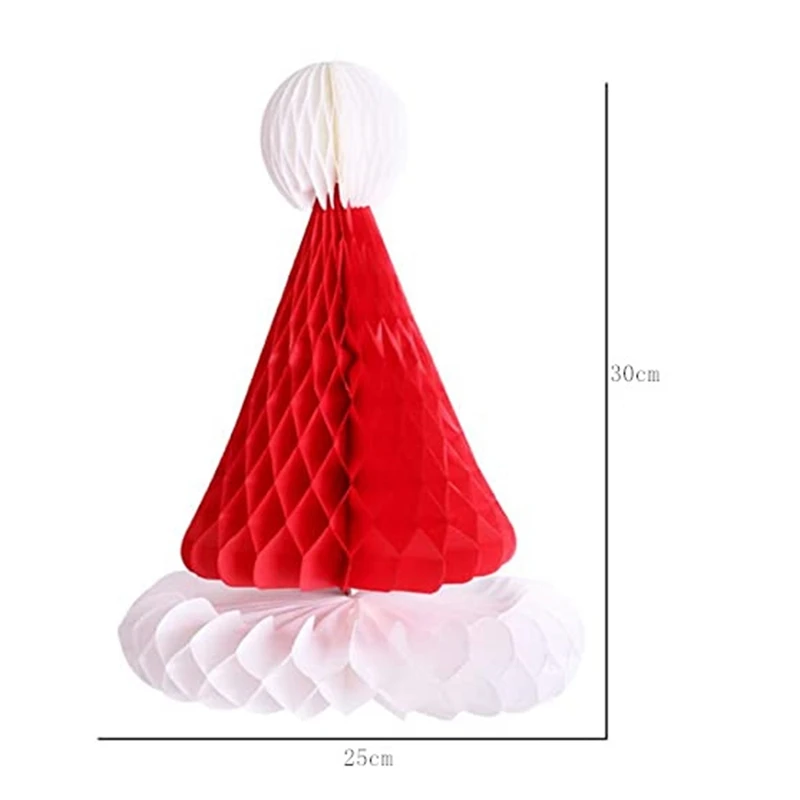 

5PCS 30cm Honeycomb Santa Hat Christmas Table Decoration