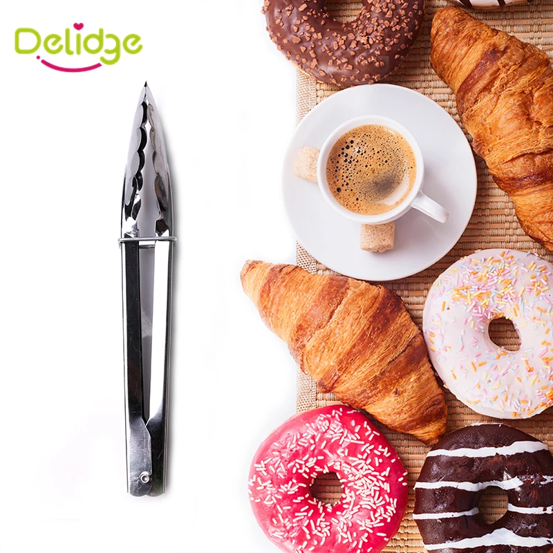 Delidge 1 шт. щипцы для еды из нержавеющей стали щипцы для барбекю антипригарные термостойкие зажимы для торта Хлеб салат вилки буфет