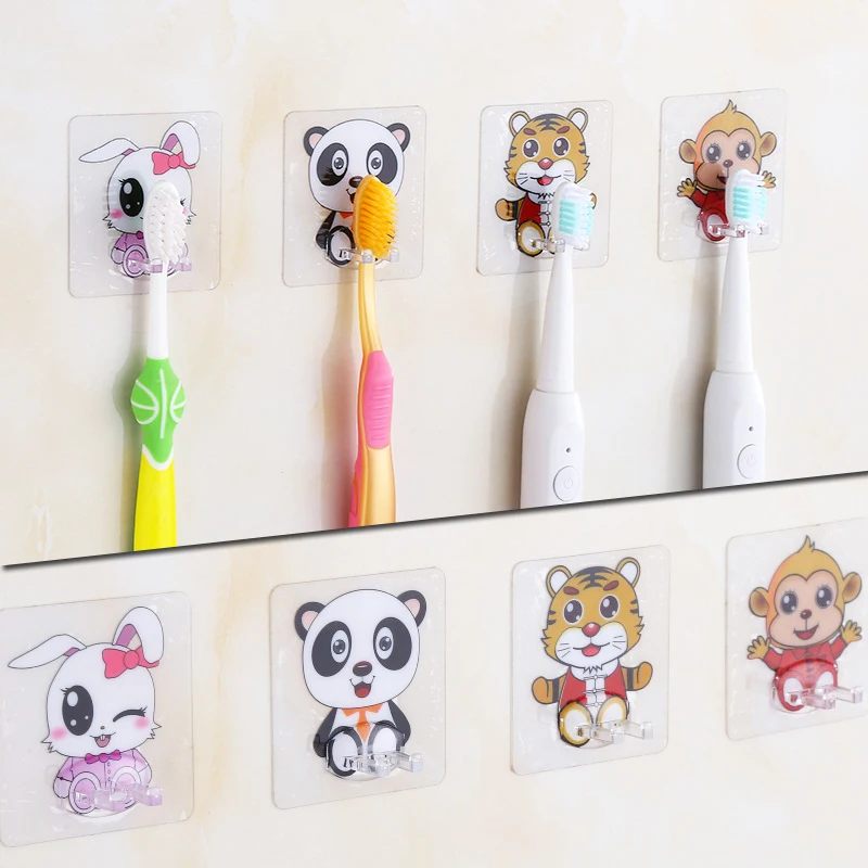 

3D Cartoon Animal Cute Sucker Toothbrush Wall Holder Suction Cup Kids Tooth Brush Storage Rack Bathroom Accessories Panda
