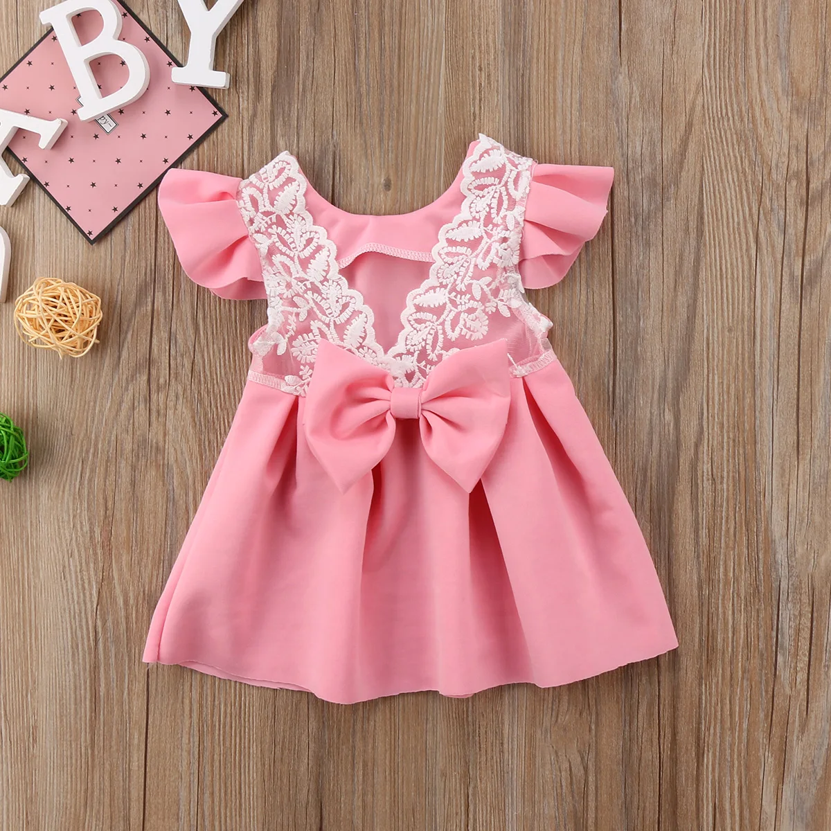 2 Colors Toddler Baby Girls Dresses Kids Ball Gown Backless Lace Party Dress Summer Sundress Clothing Outfits | Детская одежда и