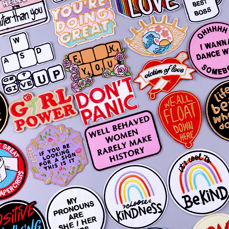 

Cartoon Letter Patch Embroidered Patches For Clothing Rainbow Letters Iron On Patches Stripes Jacket Patches On Clothes Badges