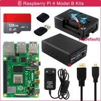 raspberry pi 4 model b 2gb 4gb 8gb ram dual fan aluminum case 5v 3a power supply 16g 32g 64g 128g card video cable for rpi 4