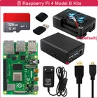 Видеокабель Raspberry Pi 4 Model B, ОЗУ 2 ГБ, 4 ГБ, 8 ГБ, двойной вентилятор, алюминиевый чехол, источник питания 5 В, 3 А, 16 ГБ, 32 ГБ, 64 ГБ, 128 ГБ, видеокабель для RPI 4