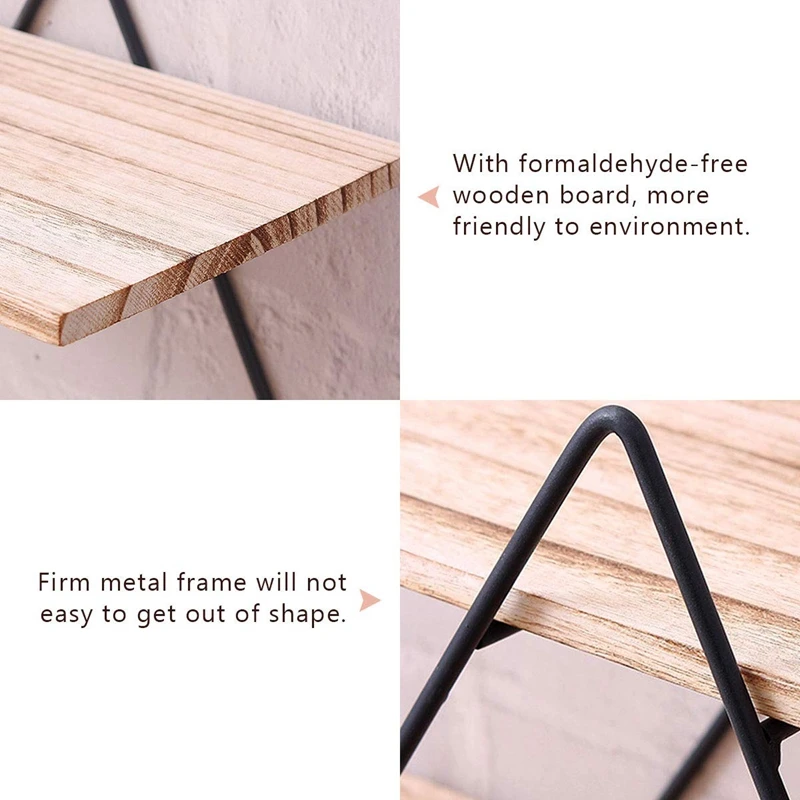 

Rustic Wood Wall Floating Shelves Decorative Wall Shelf 3 Tier Geometric Diamond Wall