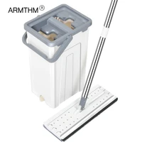 flat squeeze mop bucket hand free wringing cleaning swab self wet and cleaning system dry cleaning microfiber floor swob