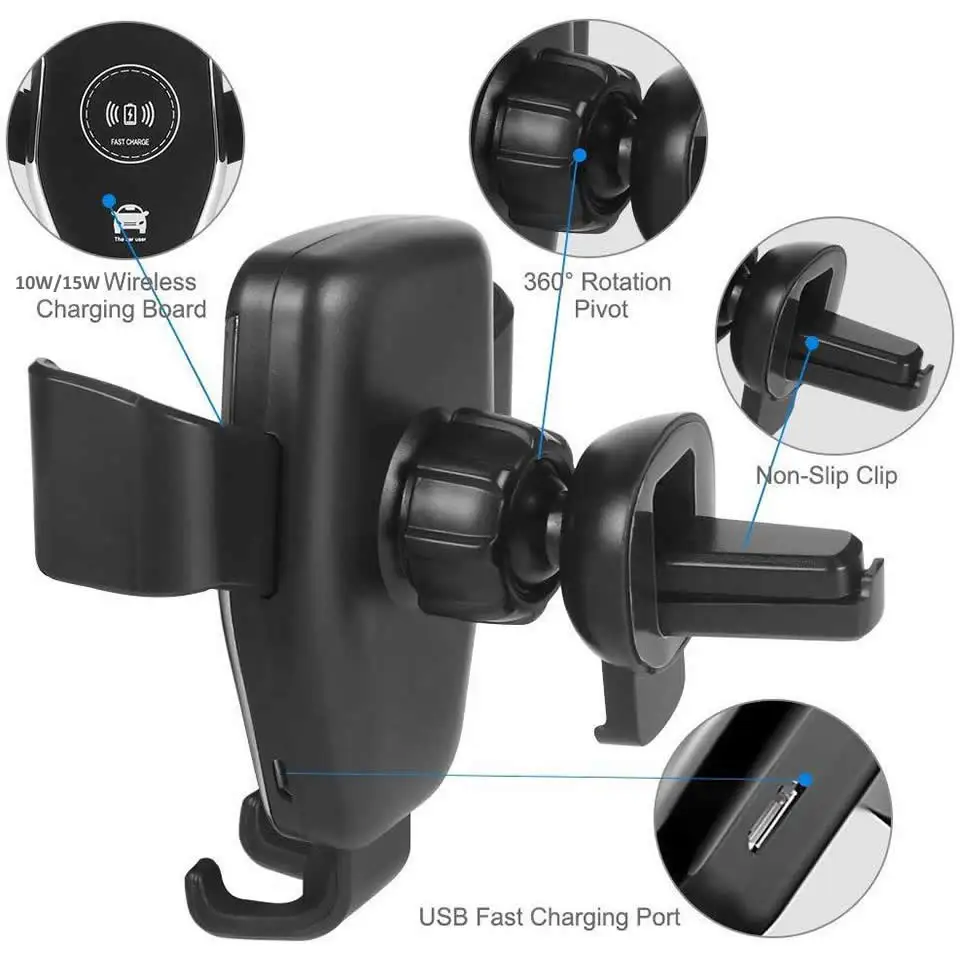 15w qi car phone holder stand wireless fast charger car mount for air vent mount car charger wireless for iphone xiaomi samsung free global shipping
