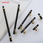 KK  FING современные минималистичные Длинные ручки для дверей шкафов, ручки для ящиков, американский черный шкаф, Длинные ручки, мебельная фурнитура