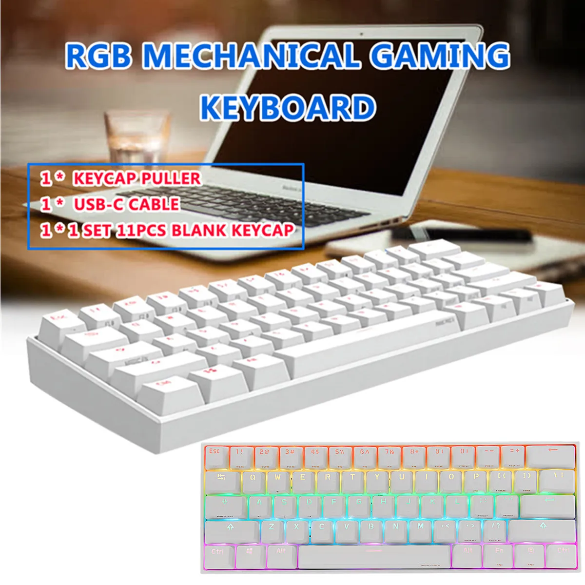 Мини Портативный 60% NKRO механическая клавиатура Беспроводная bluetooth USB двойной