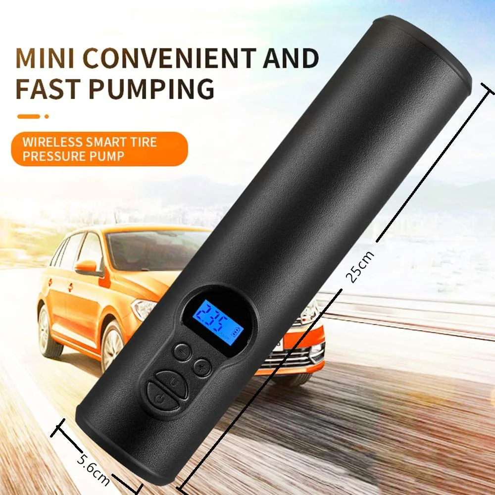 

Portable 12V Digital LCD Air Compressor Mini Tire Inflator Hand Held Pump for Car Bike 150PSI With LED Emergency Light