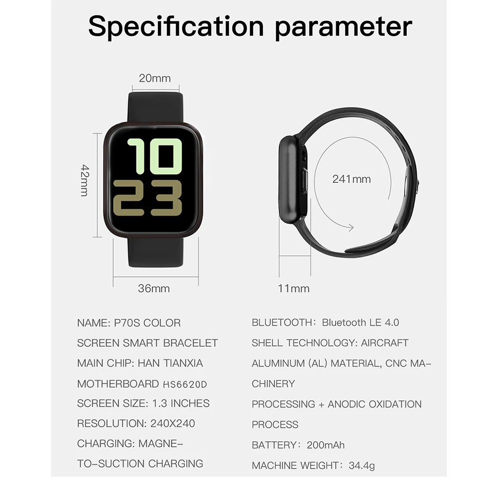 Умные часы P70S Bluetooth фитнес-часы браслет с двойным ремешком для сна артериального