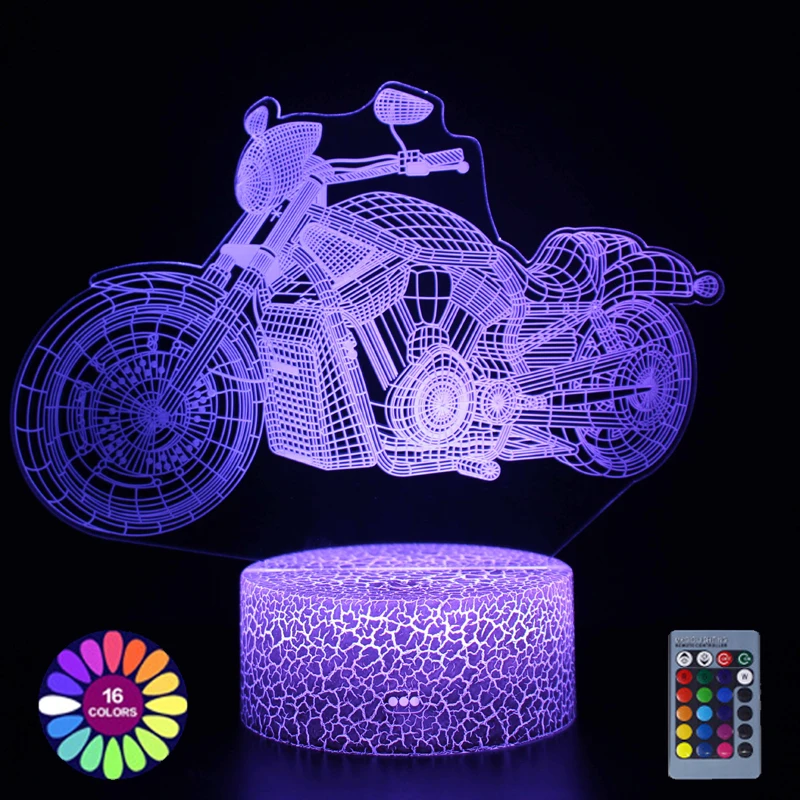 

Acrylic Table Lamp LED 3D Motorcycles Touch/Remote Control Colorful 7 Color Changing Night Lights Home Bedroom Decor Gift