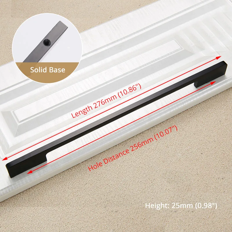 Black 256mm KAK 5 шт. черные ручки для шкафа из твердого алюминиевого сплава кухонная дверная ручка для шкафа ручки для выдвижных ящиков оборудование для обработки мебели - Цвет: Black 256mm