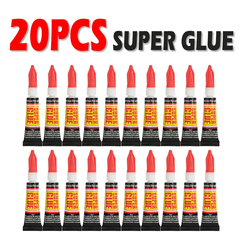 20pcs Liquid Super Glue Wood Rubber Metal Glass Cyanoacrylate Adhesive Stationery Store Nail Gel 502 Instant Strong Bond Leather