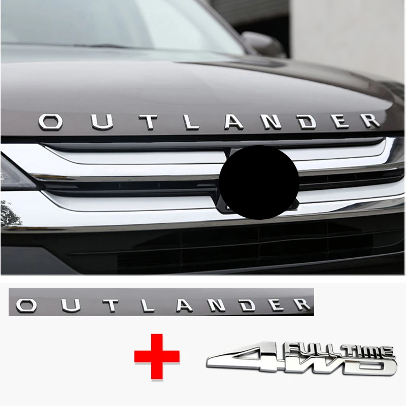 

Аксессуары для Outlander 4WD, 3d-буквы Mitsubishi Outlander, эмблема на капот, логотип, значок, наклейка из нержавеющей стали