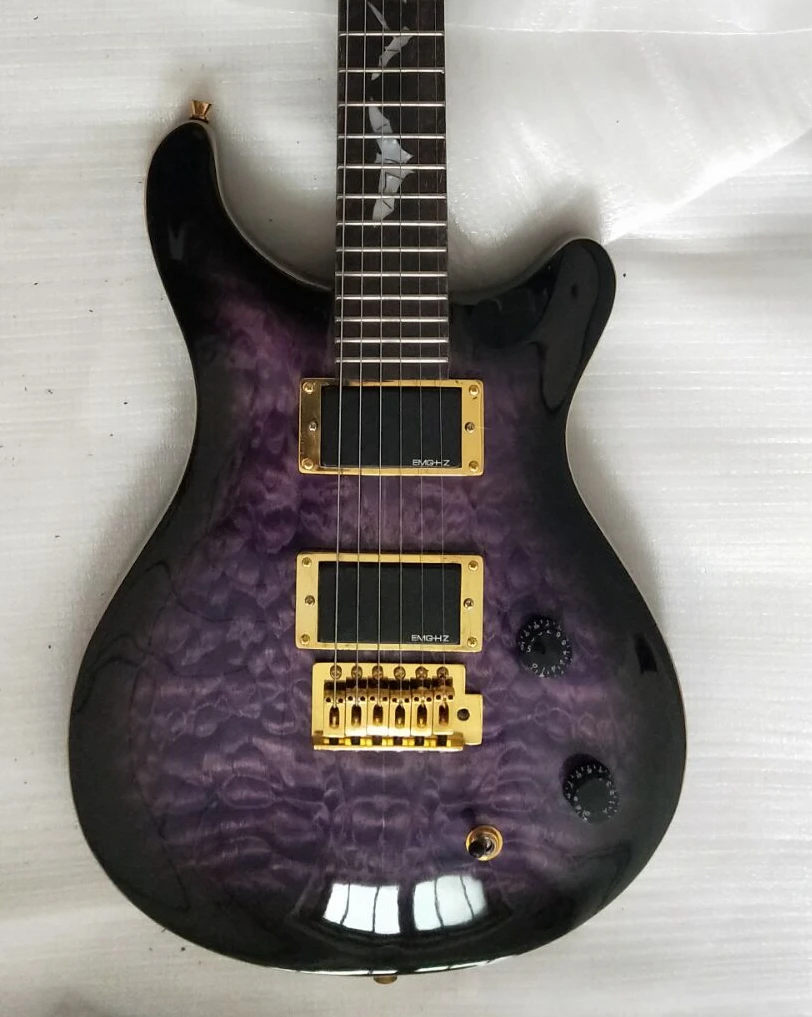 

SE Paul Allender Purple Black Quilted Maple Top Electric Guitar Upgrade Korea Tuners, Pearl Bat Inlay, Tremolo Bridge