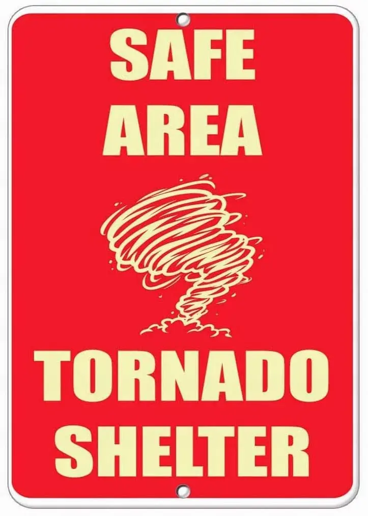 

Lplpol Safe Area Tornado Shelter Hazard Sign Emergency Caution Sign Metal Sign Decors 10" x 14"