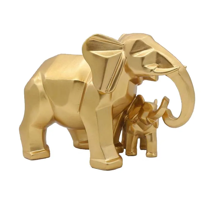 

NORDIC RESIN SCULPTURE GEOMETRY ELEPHANT MOTHER AND CHILD STATUE HOME DECORATION CREATIVE GIFTS CRAFTS DECORATION ACCESSORIES