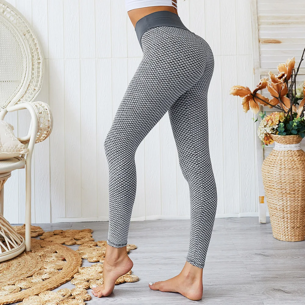 

2021 Sexy High waist leggings push up leggings anti cellulite Gym booty legging Fitness pants honeycomb