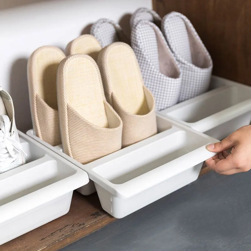 Three-grid Vertical PP Plastic Shoes Storage Boxes Simple Integrated High Capacity Slippers Shoe Bracket Racks Home Storage Box
