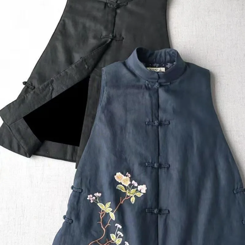 Женский этнический жилет в стиле Харадзюку с вышивкой китайском костюм Тан топы