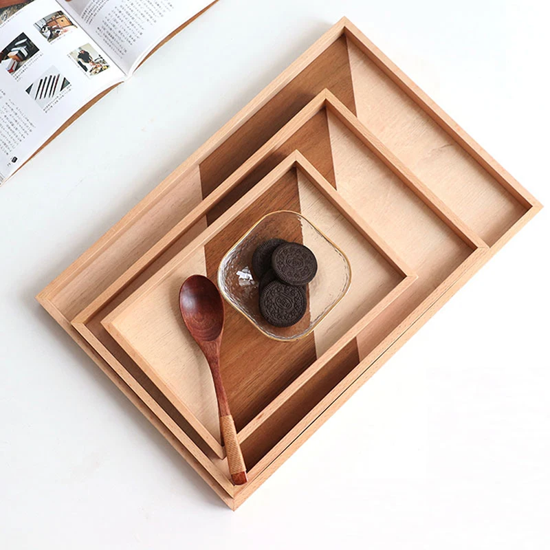 Прямоугольная деревянная посуда в скандинавском стиле подставка для еды