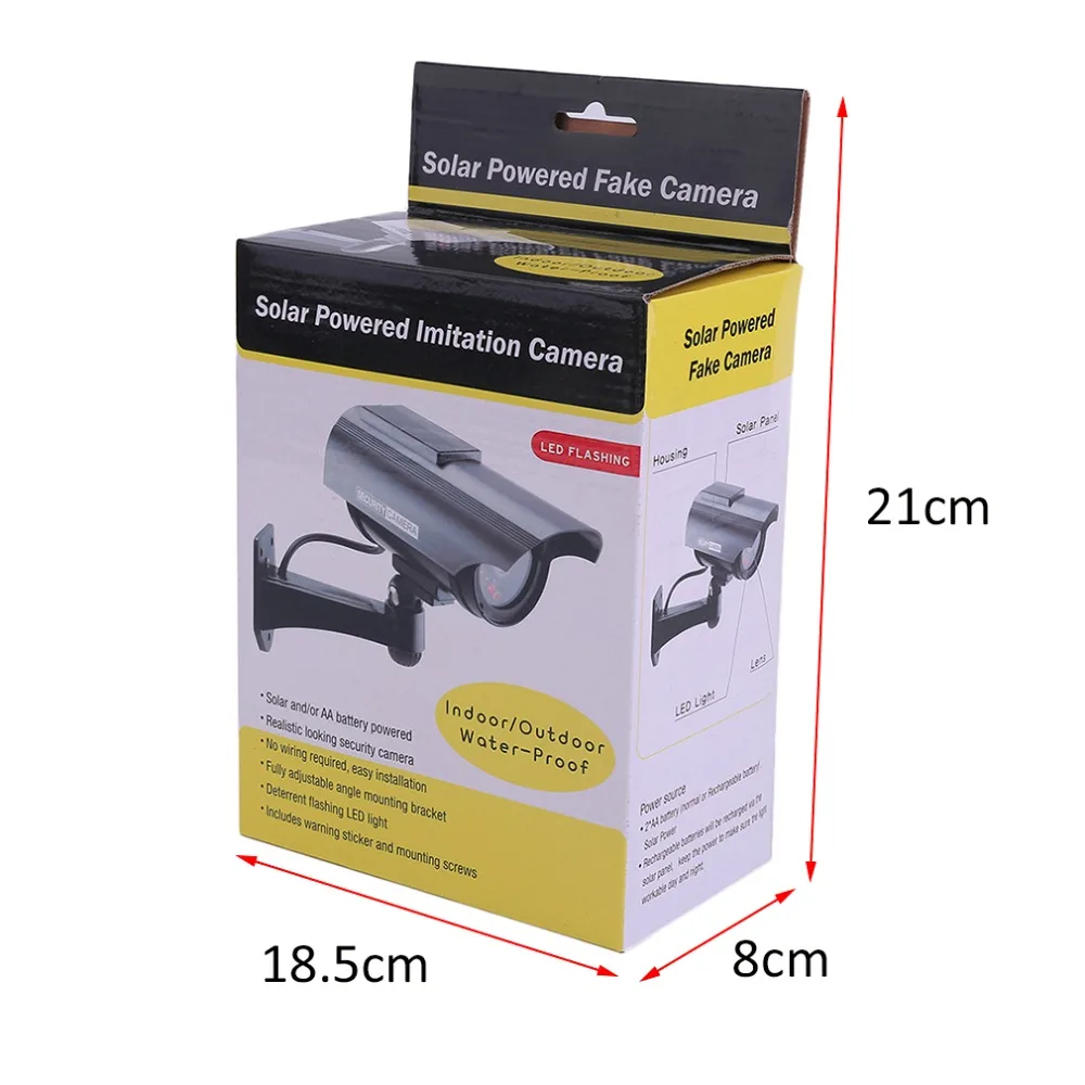 

Indoor Outdoor Solar Power Dummy Fake Imitation Camera Home CCTV Surveillance Simulation monitor With LED Light Indicator