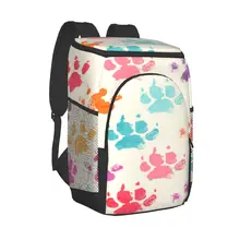 Picnic Cooler Backpack Colorful Dogs Paws Waterproof Thermo Bag Refrigerator Fresh Keeping Thermal Insulated Bag