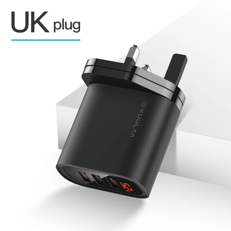 UK Black KUULAA Quick Charge 3,0 USB зарядное устройство 30 Вт QC3.0 QC Быстрая зарядка мульти разъем зарядное устройство для мобильного телефона для iPhone samsung Xiaomi huawei - Тип штекера: UK Black