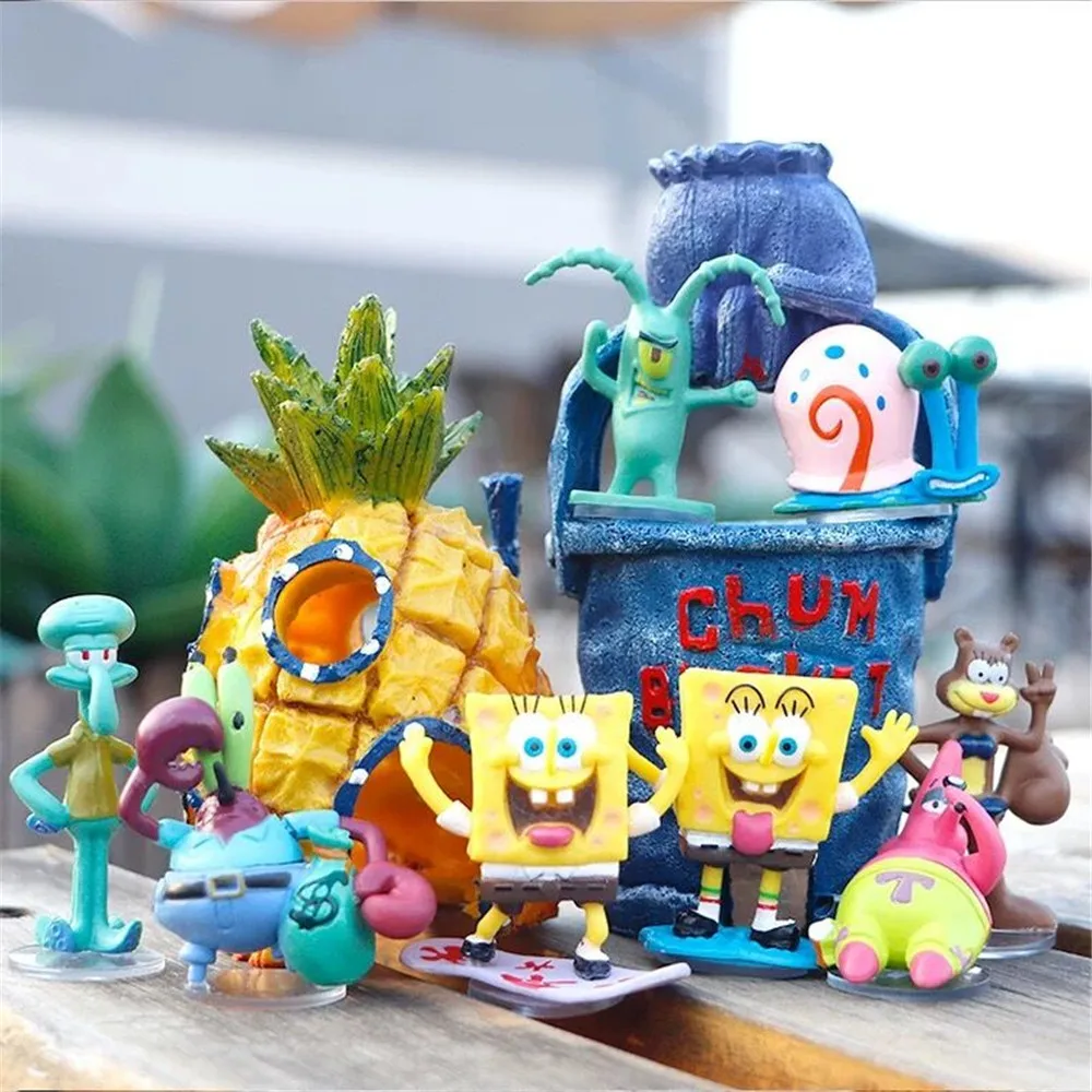 

Kawaii Crab boss Action Figures Patrick Star Anime Figurines PVC Sandy Dolls Toys Children Gifts