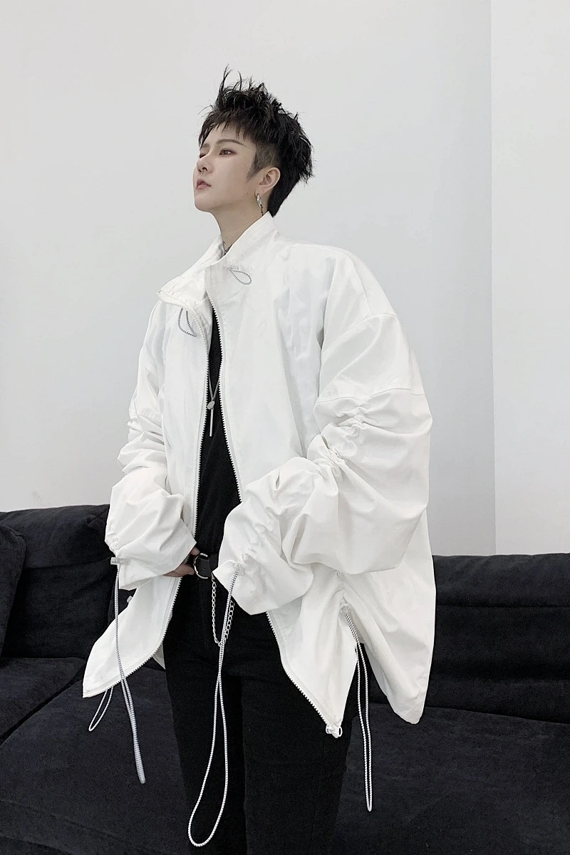 

M-XL2020 spring thin jacket personality handsome Korean trend drawstring baseball uniform jacket vibrato net red loose top.