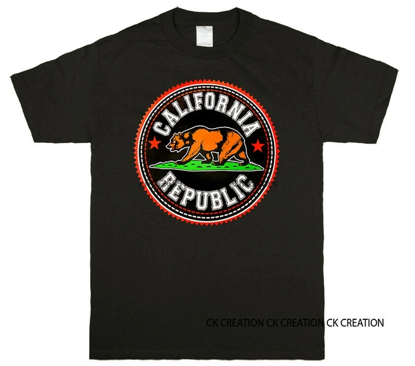 Медведь Cali Калифорнийская Республика графическая футболка|Мужские футболки| |