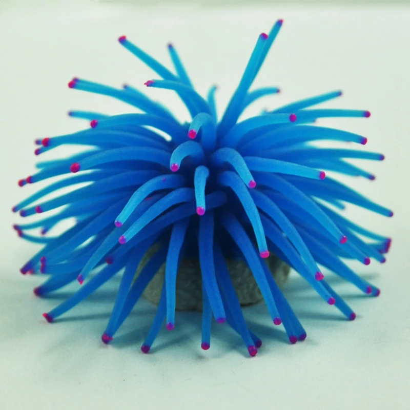Новый SODIAL(R) синий силиконовый мини морской Anemone орнамент для аквариума|Декорации|