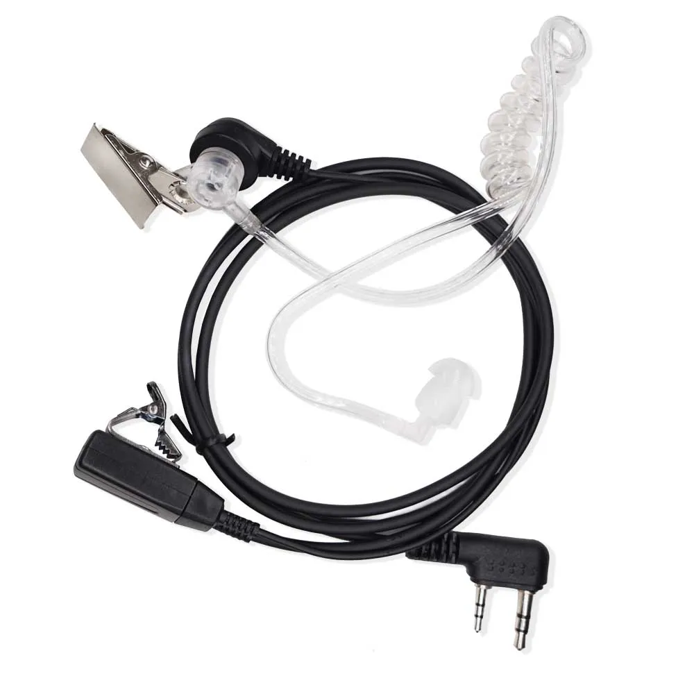 baofeng walkie talkie air acoustic tube earpiece 2 pin ptt mic earphone k port transparent headset for uv 5rbf 888suv 82uv 8d free global shipping