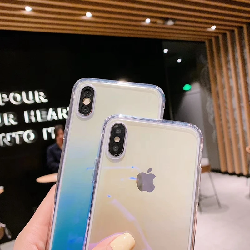 Цветной градиентный тонкий прозрачный мягкий Силиконовый ТПУ чехол для телефона