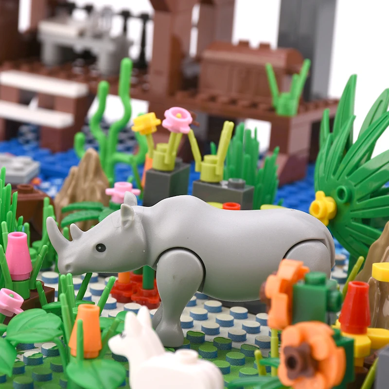 Пиратская серия MOC остров оазис опорная пластина носороги Акула корабль мачта