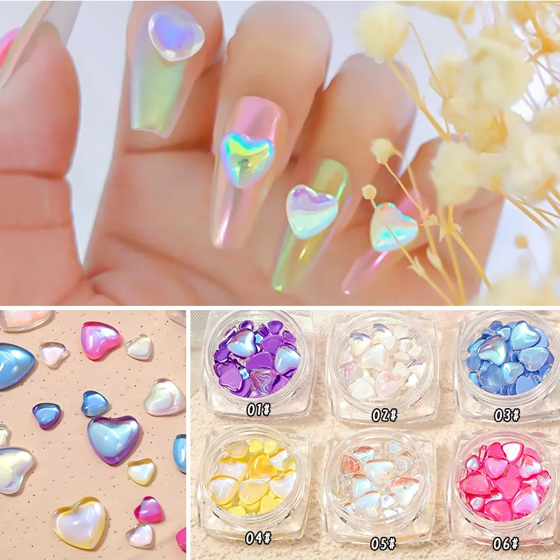 1Pc K9 Glass Heart Shaped Nail Crystal Rhinestones 3D Nail Art Love Charms 3 Sizes Mix Nail Uv Gel Decoration Glass Gems