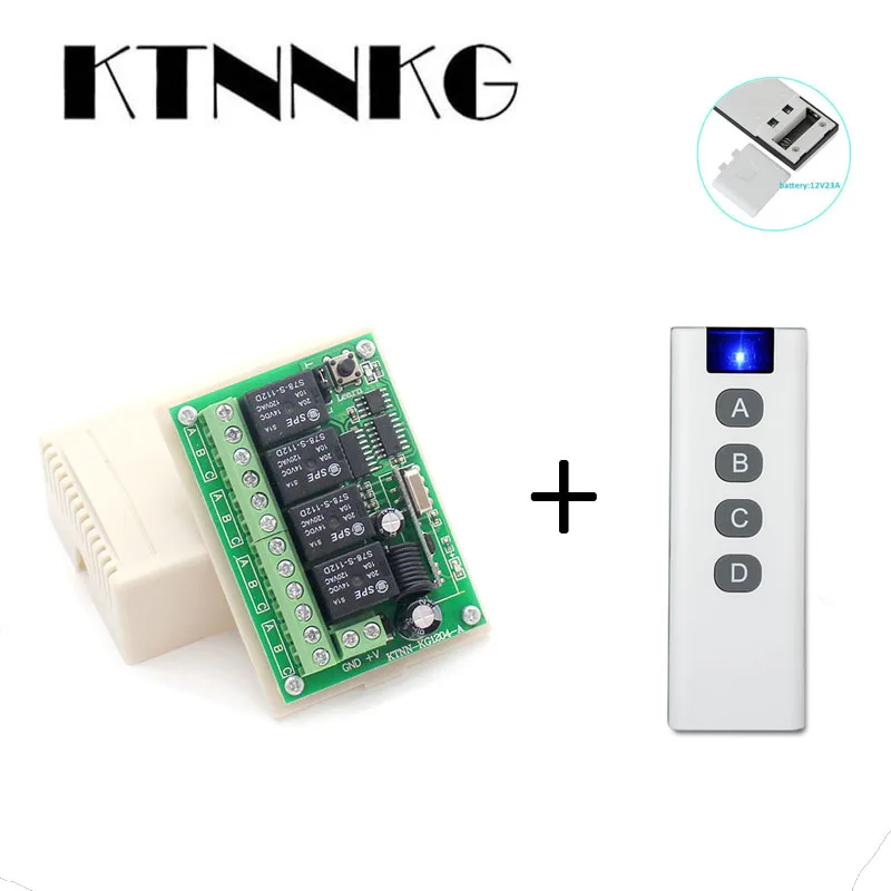 KTNNKG 433 МГц DC12V 4-канальном пульте дистанционного управления релейный модуль приемника и RF Беспроводной дистанционного Управление; Сотрудничать Управление светильник переключатель умный дом пульт дистанционного управления