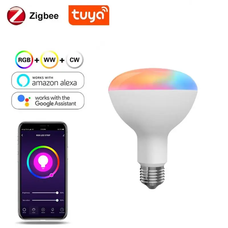 

Умная Светодиодная лампа Tuya zigbee, светильник с таймером и дистанционным управлением, 10 Вт, управление через приложение, совместима с Alexa Echo Plus...