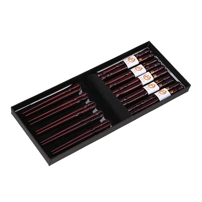 WHISM 5Pairs Natural Handmade Wood Chopsticks Non-slip Wooden Chop Stick Set with Gift Box Japanese Sushi Chopstick for Dinner | Дом и сад