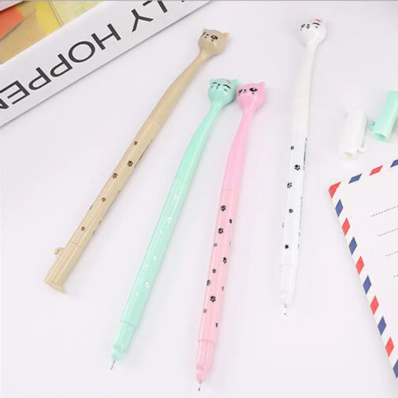 2 шт. гелевые ручки с мультяшным котом черного цвета милый подарок чернила для