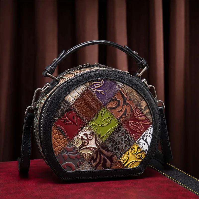 

High Quality Round Cowhide Crossbody Bags For Women Fashion Genuine Leather Luxury Handbags Women Bags Designer Bolsas Feminina