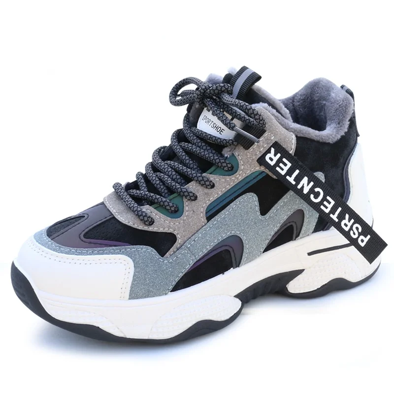 

Женские кроссовки, теплые зимние кроссовки на шнуровке, на высоком каблуке, повседневные, сочетающиеся цвета, спортивная обувь, новинка 2021