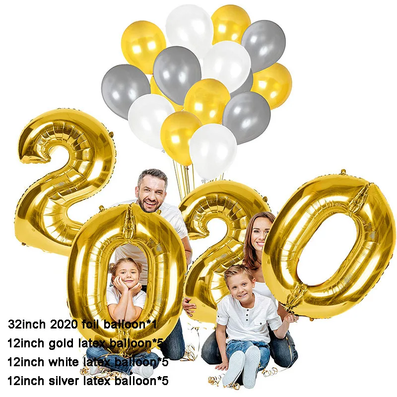 gold 2020 set Счастливый год фольги набор воздушных шаров Счастливого Рождества вечерние украшения для дома украшения Санта Клаус дерево Рождественский снеговик - Цвет: gold 2020 set