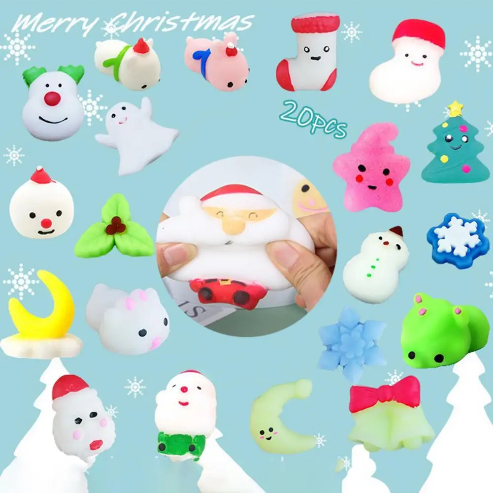 

20 шт./компл. Mochi мягкие игрушки фиджет мини кавайный Санта-Клаус Рождественская елка Снеговик Подарки для вечеринки для детей игрушка для сн...