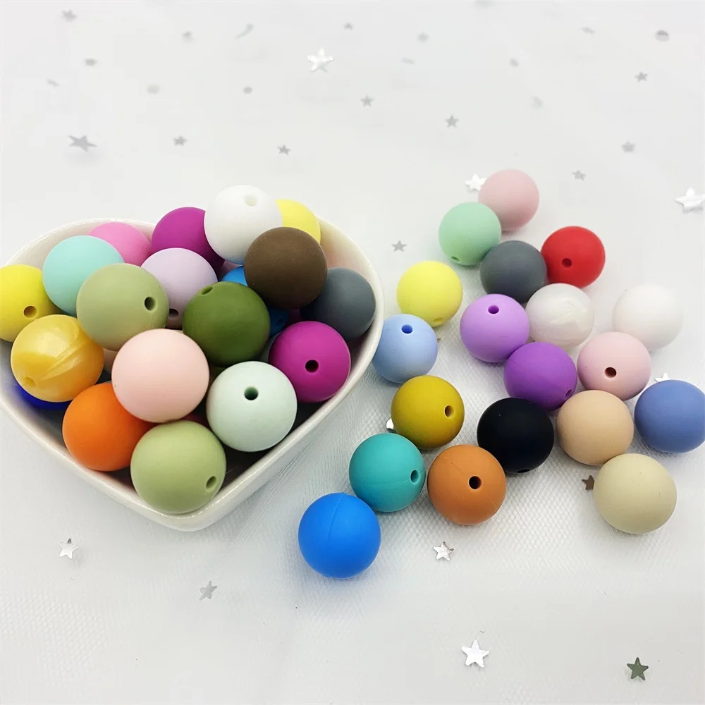100 шт. 15 мм силиконовая бисер ребенок прорезывание зубов круглая соска с бусами