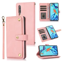 luxury pu leather flip phone case for huawei p30 lite wallet card slots stand cover for huawei p30 pro case with lanyard