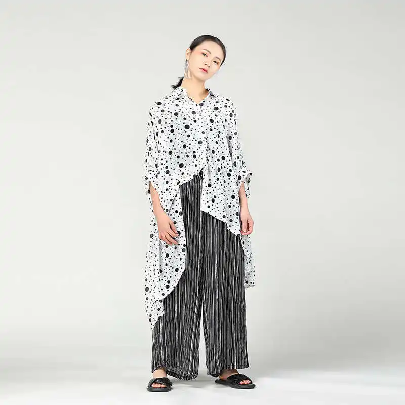 Женская рубашка CHICEVER Sping в горошек большого размера с коротким рукавом|women shirts