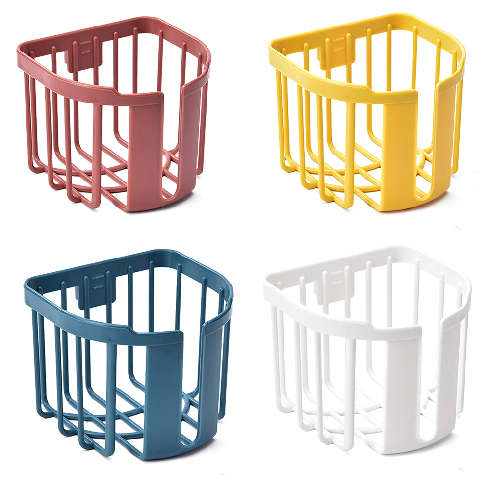 

Simple Punch Free Toilet Paper Roll Holder Non Perforated No-Drill Self-adhesive Wall Mounted Tissue Paper Hanger Storage Rack