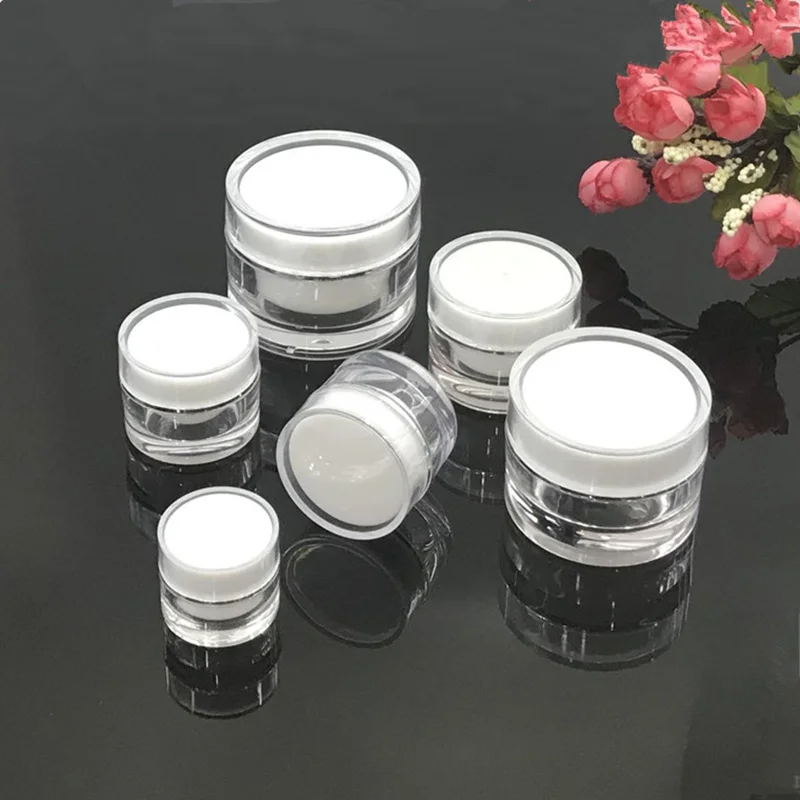 

100pcs 5g 10g 15g 20g 30g 50g Acrylic Empty Bottles Jars New Style Top Grade Eye Gel Cosmetic Cream Containers